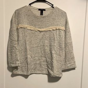 Heather grey sweatshirt with fringe detail size medium